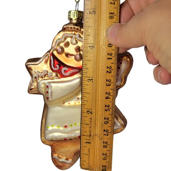 Vintage Glass Angel Ornament "Hope" Christmas Decoration 5" Gingerbread - Picture 2 of 7